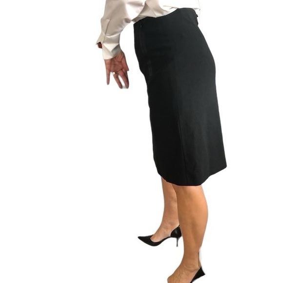 A-K-R-I-S Black wool skirt 2 designer short zipper insets on front zip back sz 6 - Picture 4 of 5